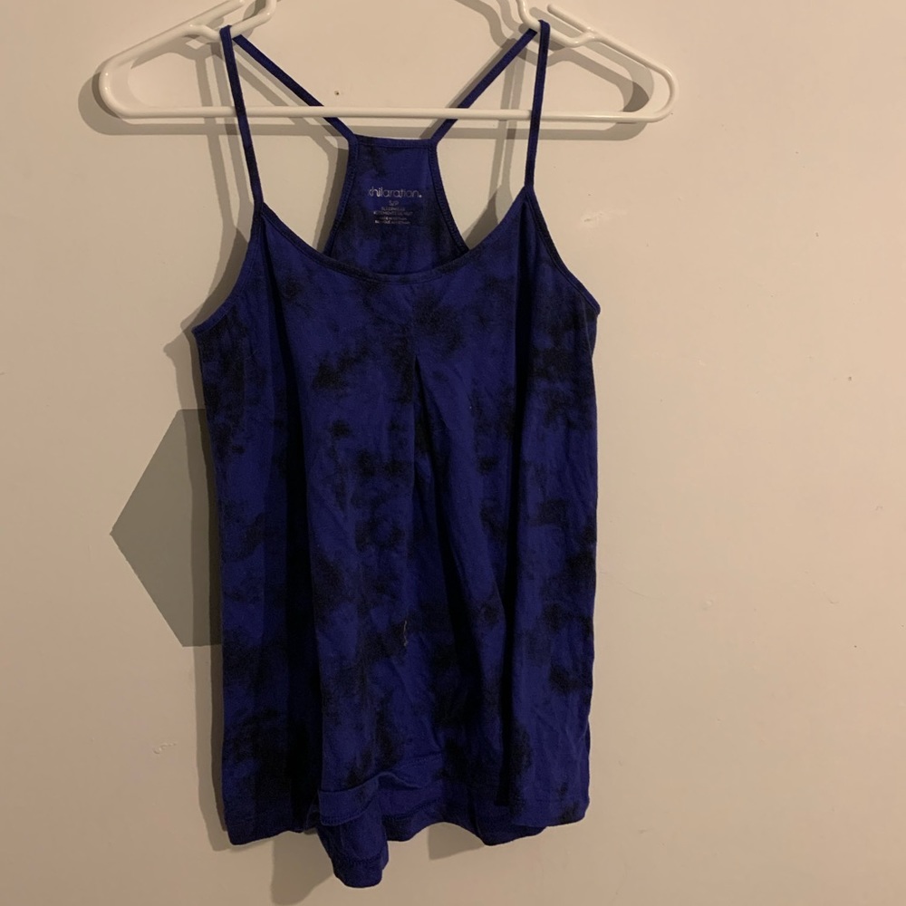 Razor back purple and black tie-dye tank top
